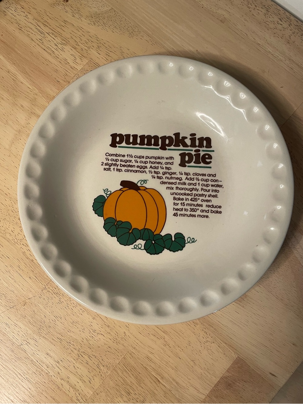 Vintage Ceramic Pumpkin Pie Dish